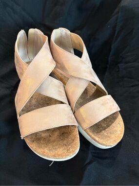 Adrienne Vittadini Rose Gold Cork Platform Sandals
